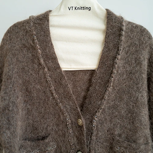 V Neck Fluffy Knit Sweater