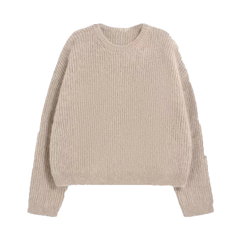 Sweater Leher Bulat Gaya Pereka Wanita