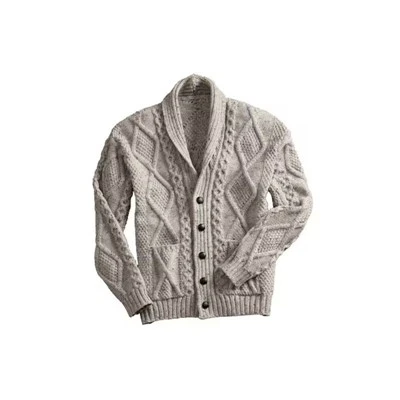 Cardigan Kolar Selendang Bulu Merino Lelaki